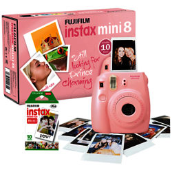 Fujifilm Instax Mini 8 Instant Camera with 10 Shots of Film, Built-In Flash & Hand Strap Pink